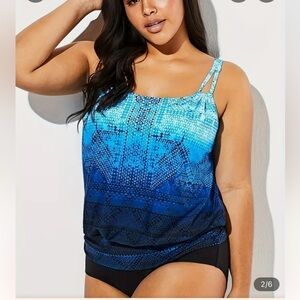 NWOT🏊Tankini Swim Set, 4XL Plus Blue/Black